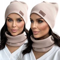 CIEPŁY KOMPLET DAMSKI CZAPKA+ KOMIN PRODUKT POLSKI MODNY ZIMOWY KREM