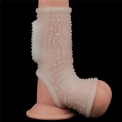 vibrating drip knights ring with scrotum sleeve (white) na Arena.pl