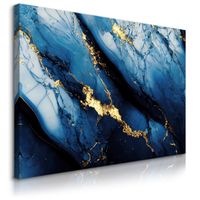 Obraz Na Płótnie Niebieski Marmur Abstrakcja Styl Glamour 30cm x 20cm
