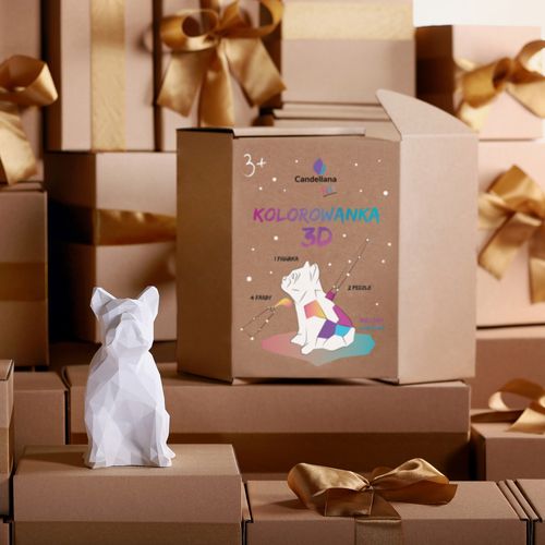 Kolorowanka 3D Bulldog Low-Poly Figurka Gipsowa na Arena.pl