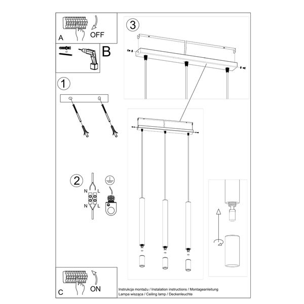 Lampa wisząca WEZYR 3 biała zdjęcie 5