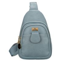 niebieska stylowa mała saszetka damska z eko skóry zdobionej złotymi