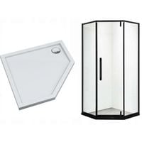 Kabina prysznicowa pięciokątna 80 czarna LOFT z wysokim 5 cm białym brodzi