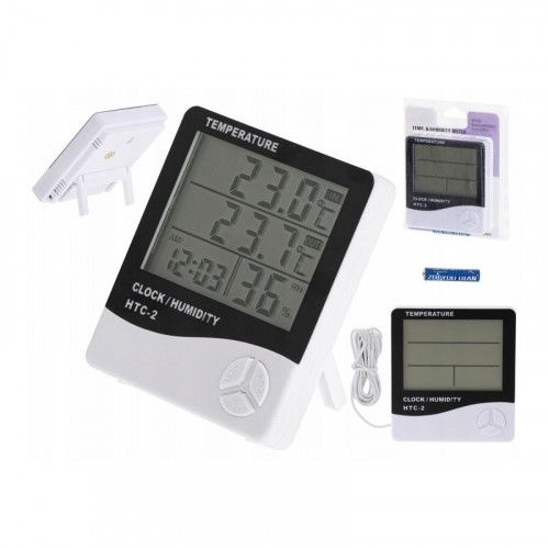 BEZPRZEWODOWA STACJA POGODY TERMO-HIGROMETR ZEWNĘTRZNA SONDA ZEGAR BUD na Arena.pl