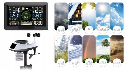 Stacja pogody profesjonalna PROGNOZA pogodowa WI-FI SOLAR APLIKACJA WIATR na Arena.pl