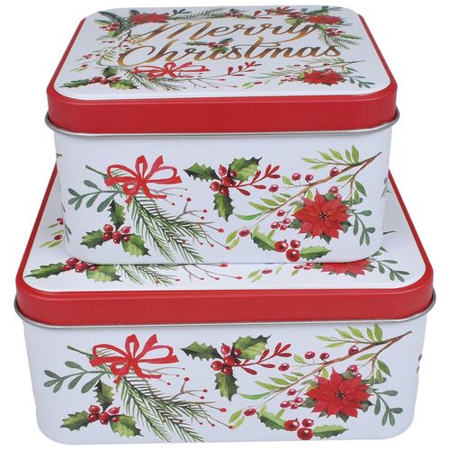 Puszki pojemniki na święta świąteczny metalowy ciastka zestaw 2szt wzór 1 na Arena.pl