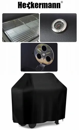 GRILL WĘGLOWY OGRODOWY 2 RUSZTY CHROMOWANE 2 PÓŁKI POPIELNIK TERMOMETR STAL na Arena.pl