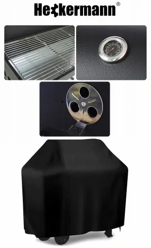 GRILL WĘGLOWY OGRODOWY 2 RUSZTY CHROMOWANE 2 PÓŁKI POPIELNIK TERMOMETR STAL zdjęcie 3