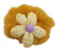 Gumka do włosów dziewczęca mocna elastyczna donut futerko kwiatek żółta