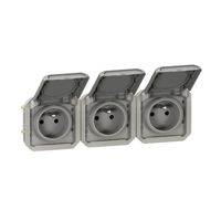 Nowe Plexo - Gniazdo 3x2P+Z poziome, mechanizm 16A-250V~- szare - Legrand 069564L