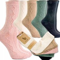 5 x CIEPŁE skarpety damskie WEŁNIANE KASZMIR naturalne nieuciskowe 35-38