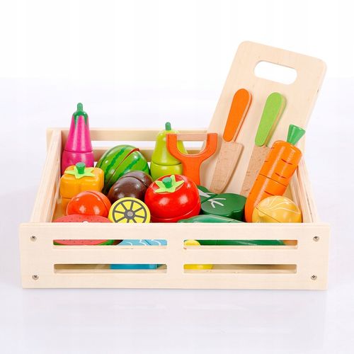 DREWNIANE WARZYWA OWOCE DO KROJENIA NA MAGNES DLA DZIECI ZESTAW XXL na Arena.pl