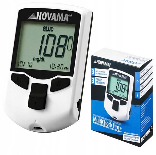 GLUKOMETR 3W1 NOVAMA MULTICHECK PRO+ GLUKOZA CHOLESTEROL KWAS MOCZOWY na Arena.pl