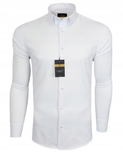 Koszula męska Biała dopasowana Lavier - SLIM FIT Bawełna Rozmiar XL na Arena.pl