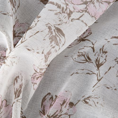 Firana gotowa na przelotkach AMBER 140x250 biała różowe beżowe kwiaty na Arena.pl