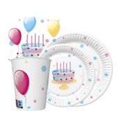 Zestaw komplet zastawy na urodziny Tort - kubeczki, talerzyki, serwetki