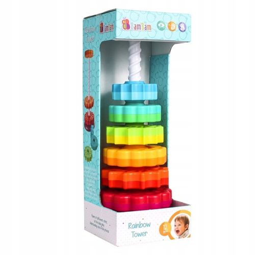 WIEŻA TĘCZOWA PIRAMIDKA SPIRALA DO UKŁADANIA BAM BAM na Arena.pl