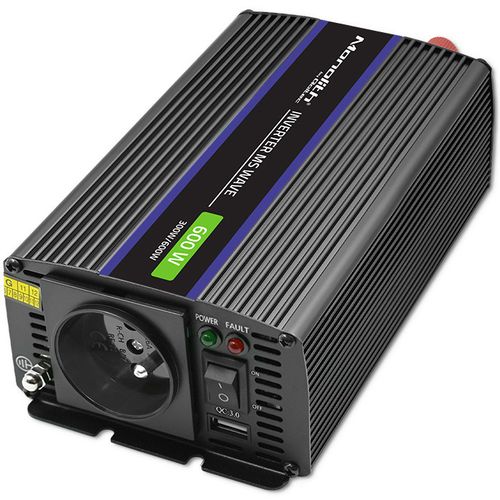 Qoltec Przetwornica napięcia Monolith 600 MS Wave | 12V na 230V | 300/600W | USB na Arena.pl