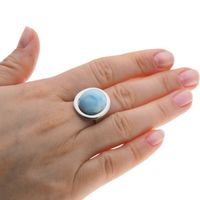 Pierścionek regulowany z owalnym Larimarem w srebrze rodowanym 11 (Średnica wewnętrzna 16 mm) +/- 2 rozmiary regulacji