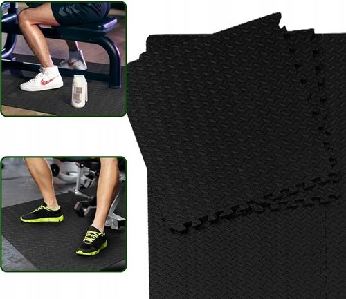 PODŁOGA gumowa PUZZLE do siłowni MATA pod sprzęt ochronna czarna 1,8x2,4m na Arena.pl