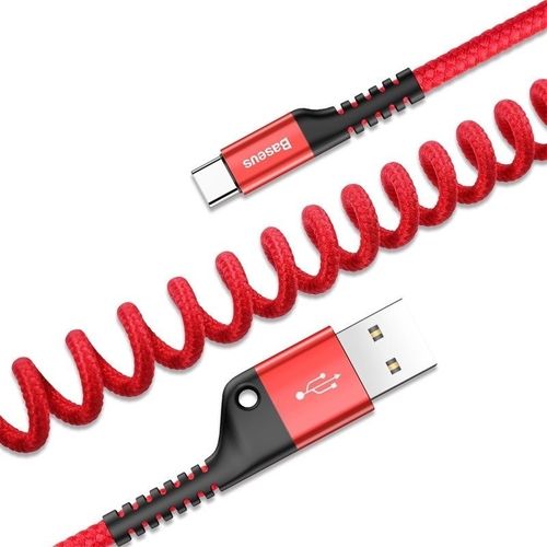 Kabel sprężynowy USB-C Baseus Spring 1m 2A (czerwony) na Arena.pl