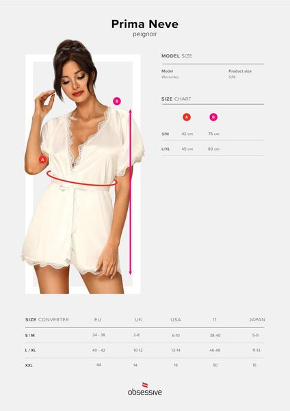 Prima Neve peniuar biały - Obsessive L/XL zdjęcie 5