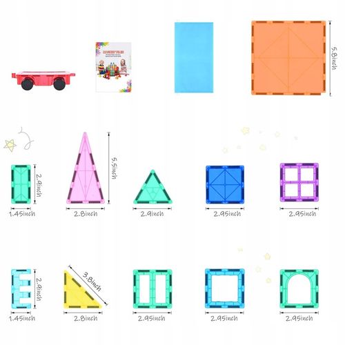 100 X KLOCKI MAGNETYCZNE DUŻE 3D MAGNETIC TILES KONSTRUKCYJNE ZESTAW DZIECI na Arena.pl