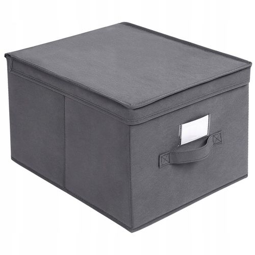 Organizer na Ubrania Pościel Szary Pojemnik Pudełko z Pokrywą do Szafy na Arena.pl