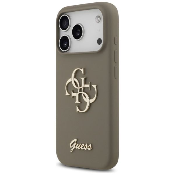 Etui Guess Silicone Big 4G Script do iPhone 17 Pro Max brązowy zdjęcie 2