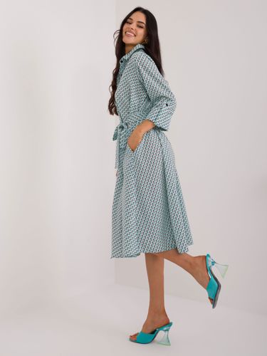 Miętowa sukienka koszulowa z rękawem 3/4 L/XL na Arena.pl