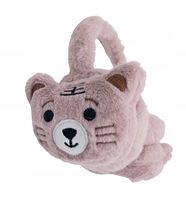 Mięciutkie pluszowe nauszniki Miś z wąsami pudrowy róż