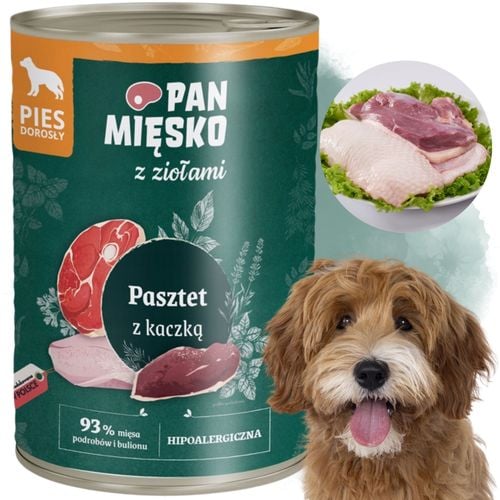 mokra karma dla psa pasztet z kaczką ziołami pan mięsko hipoalergiczna 400g na Arena.pl