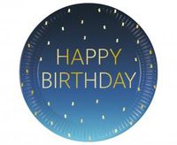 talerzyki papierowe blue happy birthday