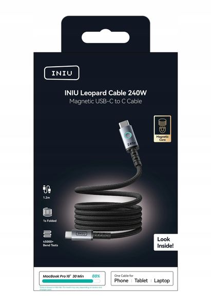 Kabel INIU USB typ C - USB typ C 1,2 m czarny zdjęcie 3