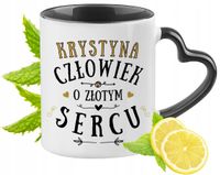 Dla Blanki Kubek Czarny Z Uszkiem W Kształcie Serca Na Prezent Z Nadrukiem