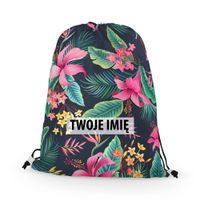 WORKO-PLECAK z Twoim imieniem Kolorowe kwiatki 009