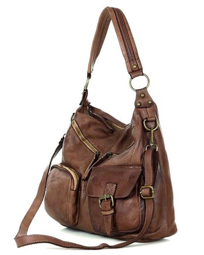 Torebka skórzana na ramię pockets old pelle lavata - MARCO MAZZINI brąz na Arena.pl