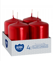 Świece wotywne czerwone metal. 4szt. Bispol Aura PARAFINOWA 6CM 7H 55G