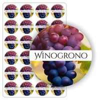 ETYKIETY etykietki nalepki samoprzylepne WINOGRONO CIEMNE sok słoiki 5 cm