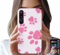 ETUI DO SAMSUNG GALAXY M16 5G - RÓŻOWE PSIE ŁAPKI, PLECKI, OBUDOWA CASE