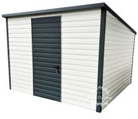 Domek Ogrodowy - Schowek Garaż 4x3 okno rynny Biały Antracyt Rynny ID439