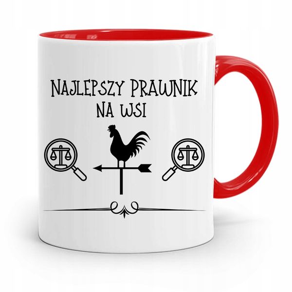 Kubek Czerwony Prawnika Najlepszy Prawnik Na Wsi Z Nadrukiem Ze Zdjęciem zdjęcie 1