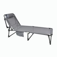 Składany leżak z poduszką, szary, wymiary: 189 x 63 x 34 cm.