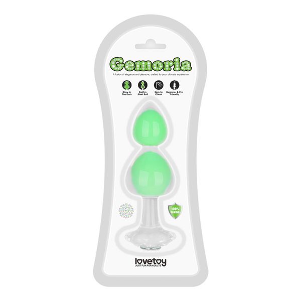 Gemoria Silicone Butt Plug (Glow-In-The-Dark) - Green zdjęcie 1