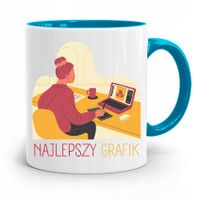 Kubek Błękitny Dla Grafika Najlepszy Grafik Z Nadrukiem Ze Zdjęciem