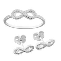 SREBRNY KOMPLET ZNAK NIESKOŃCZONOŚCI Z CYRKONIAMI SREBRO PRÓBY 925 INFINITY