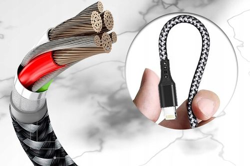 NYLONOWY KABEL USB 3W1 3A COMBO A/C Z TRZEMA KOŃCÓWKAMI DO TELEFONU TABLETU na Arena.pl