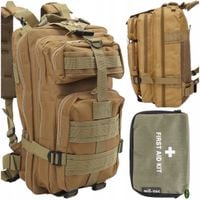 PLECAK TURYSTYCZNY BRĄZOWY 35L + APTECZKA ZIELONA MINI 21 EL