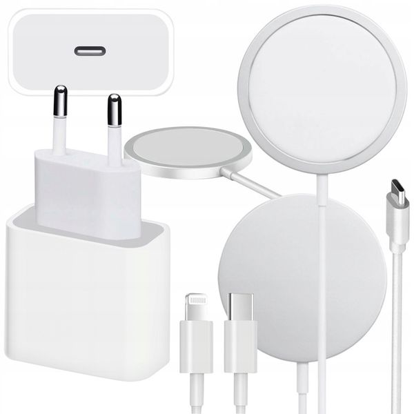 ŁADOWARKA INDUKCYJNA + SZYBKOŁADOWARKA DO IPHONE 15/20W USB-C - LIGHTING zdjęcie 1