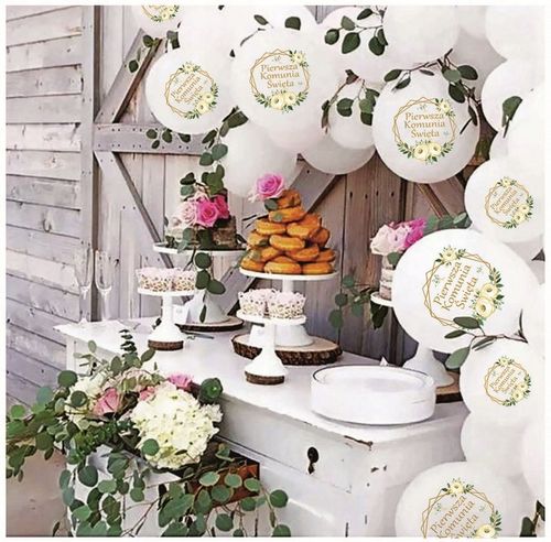 BALONY KOMUNIJNE x10 XXL dekoracja na pierwszą komunię komunia święta białe na Arena.pl